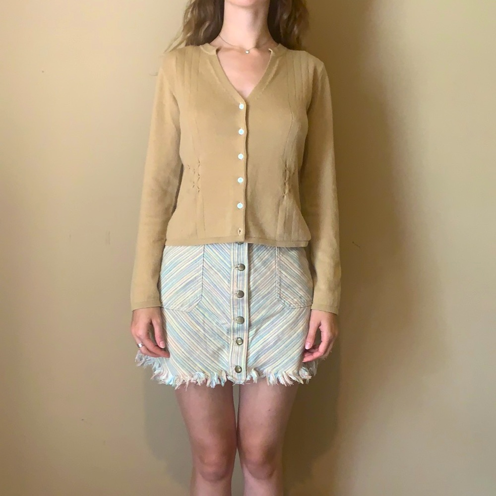 100% Cashmere Tan Cardigan
